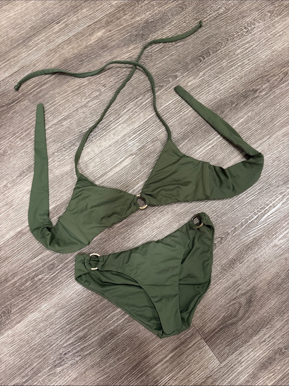 So de Mel by Sonia de Mello 2 piece bikini swimsuit set olive green Small